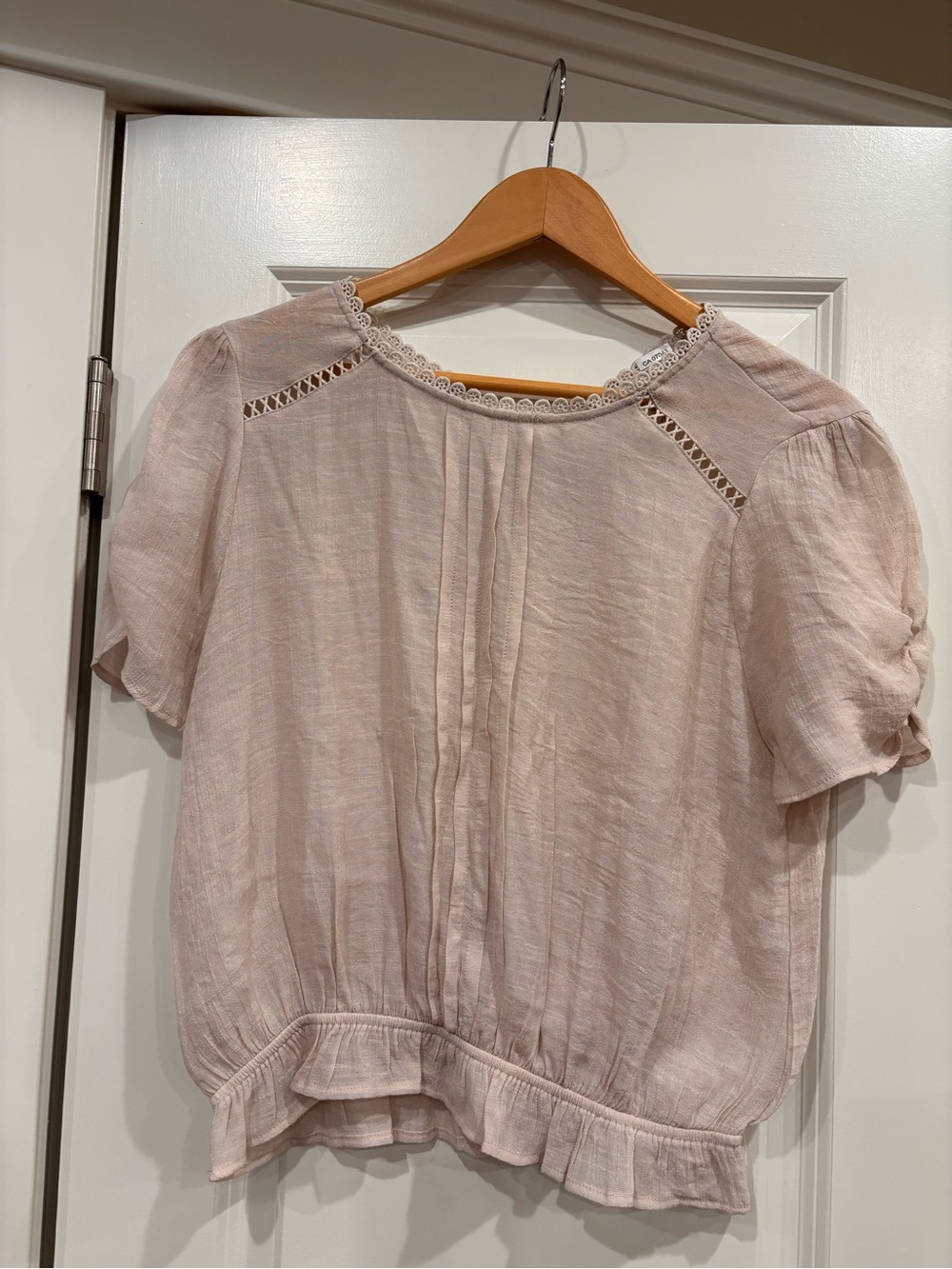 Active USA Blush Short Sleeve Pintuck Peasant Top